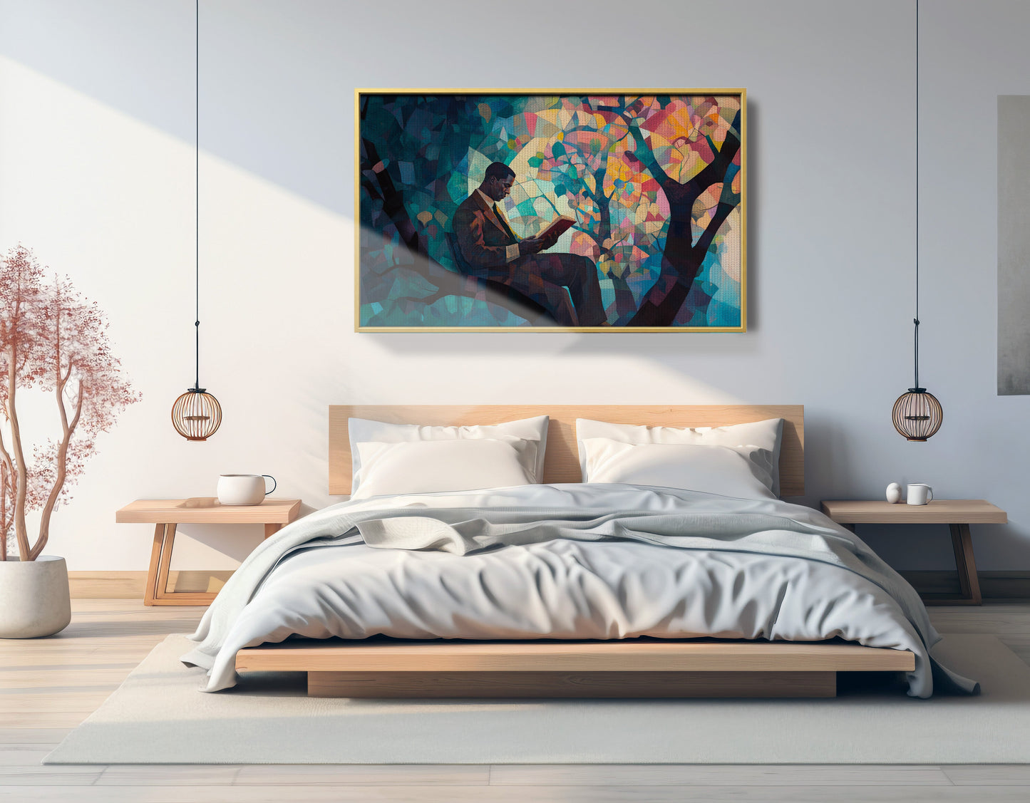 Black Man Reading Tree African American wall art view 39