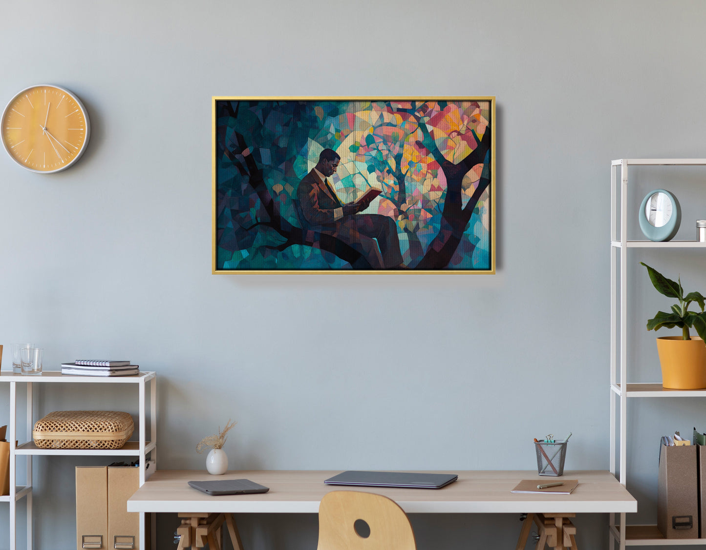 Black Man Reading Tree African American wall art view 42