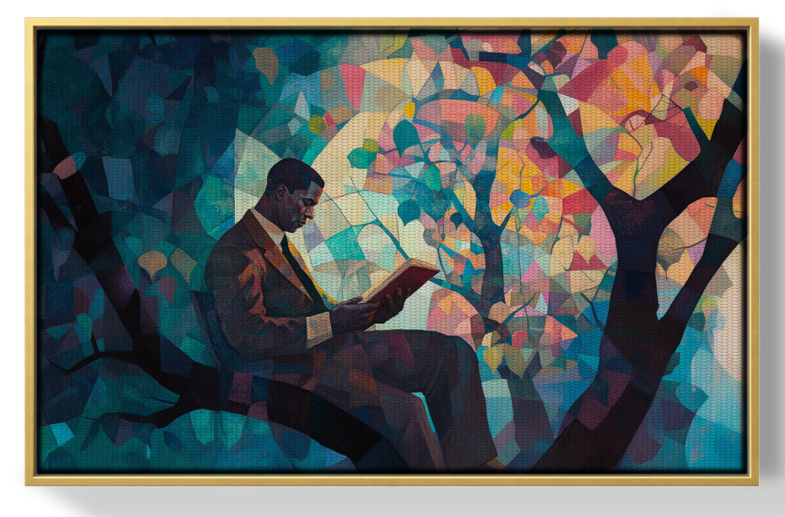 Black Man Reading Tree African American wall art view 37