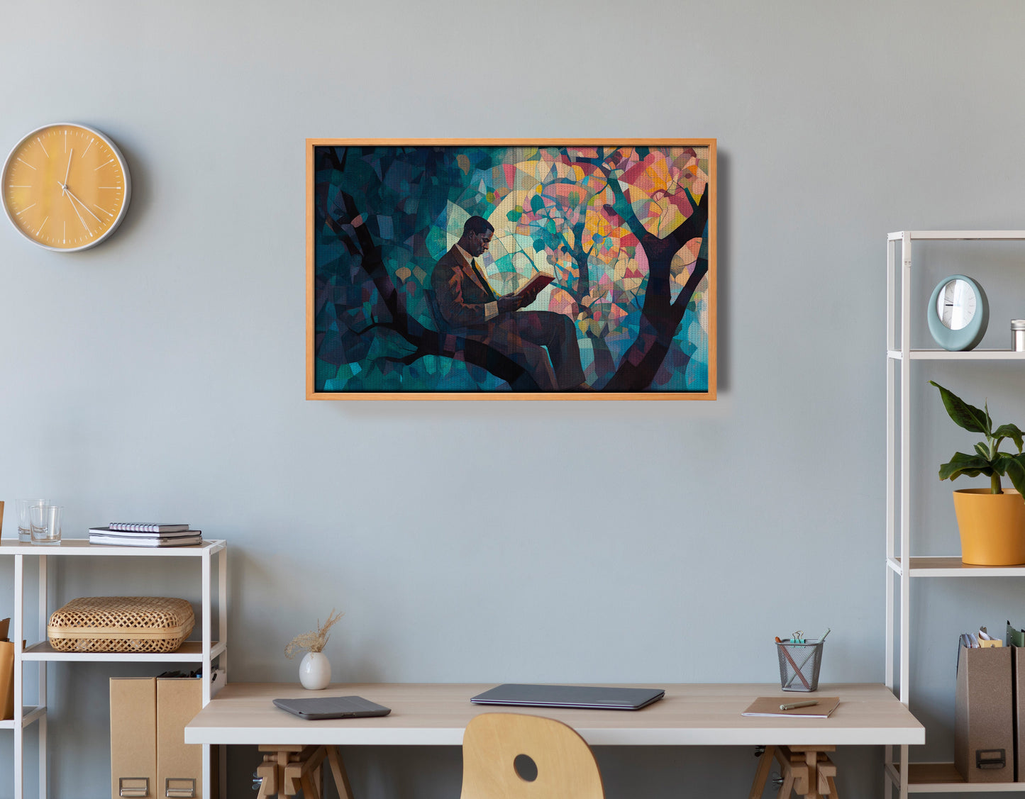 Black Man Reading Tree African American wall art view 48