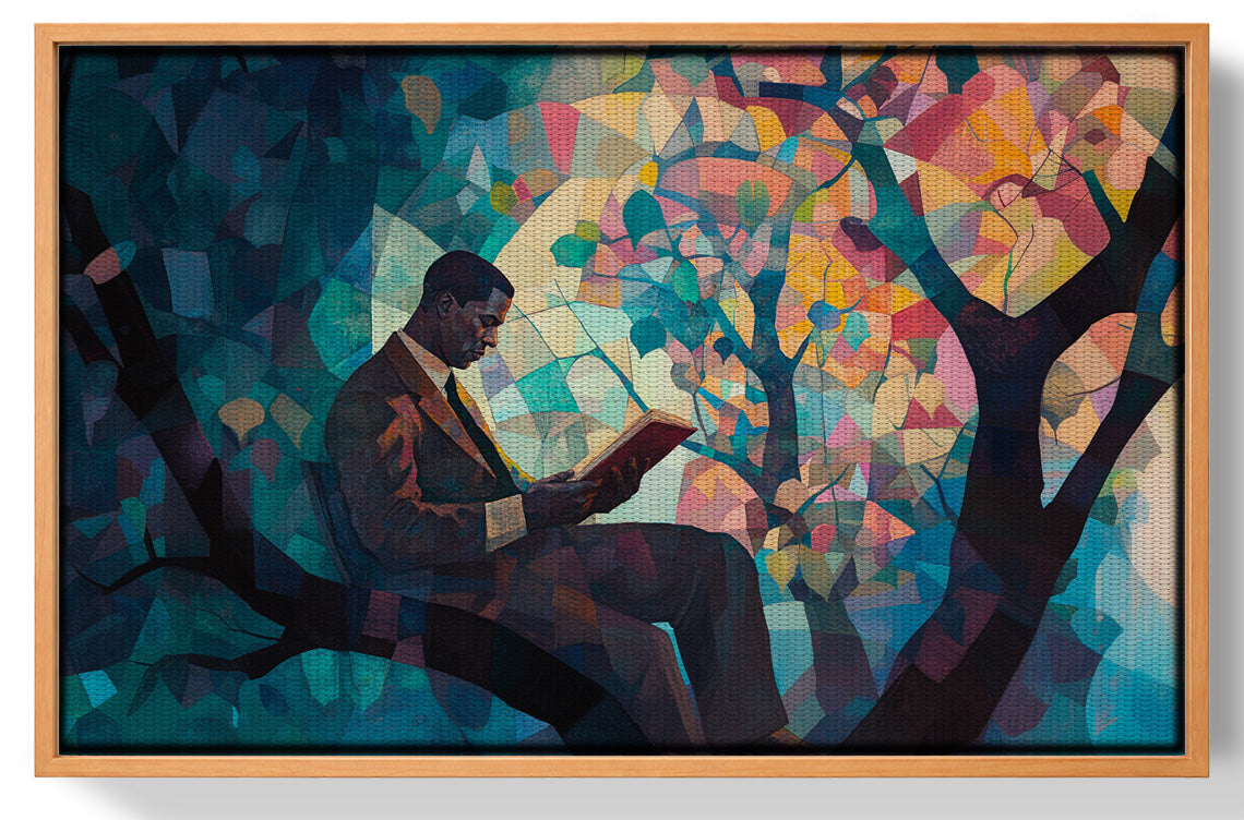 Black Man Reading Tree African American wall art view 43