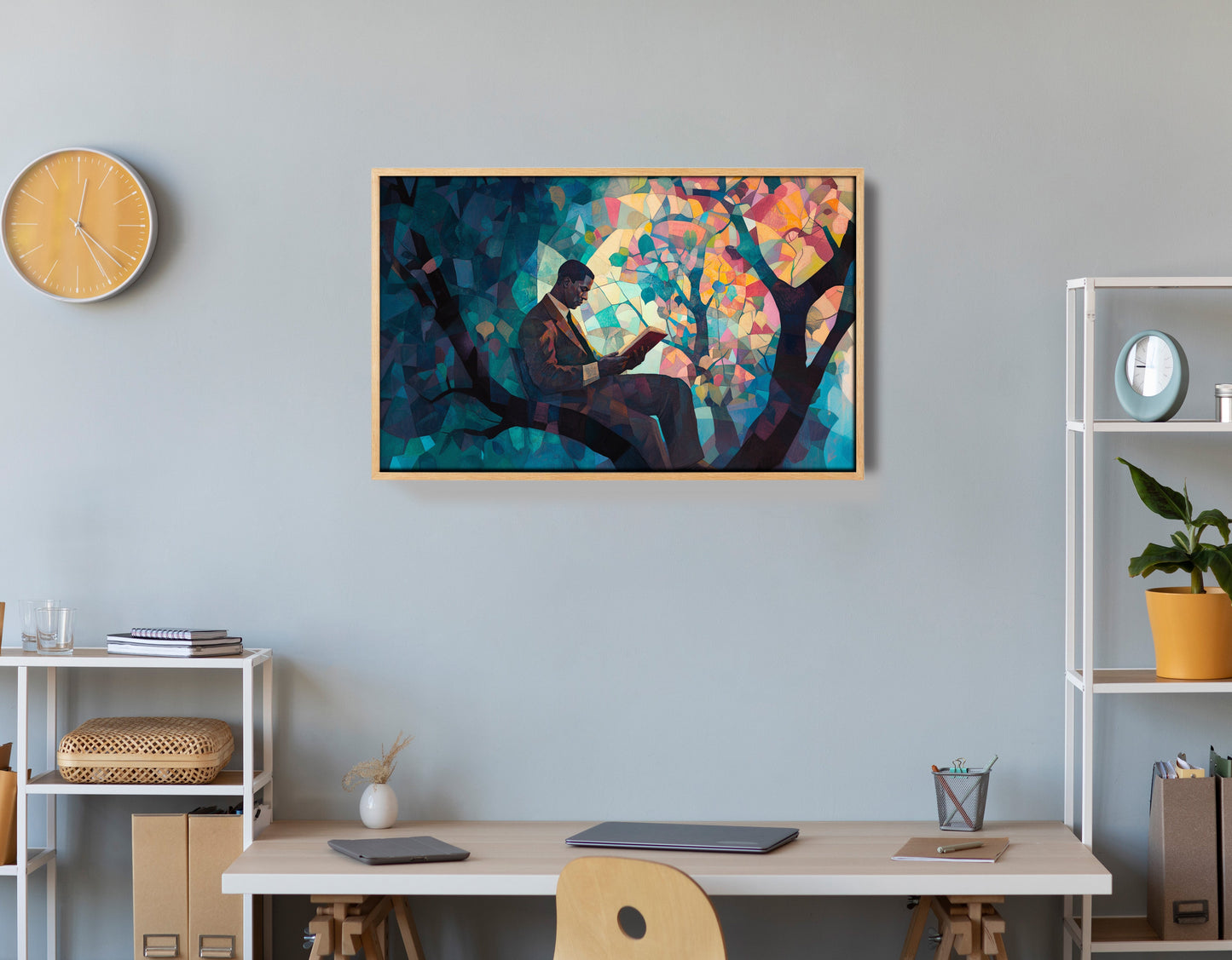 Black Man Reading Tree African American wall art view 54