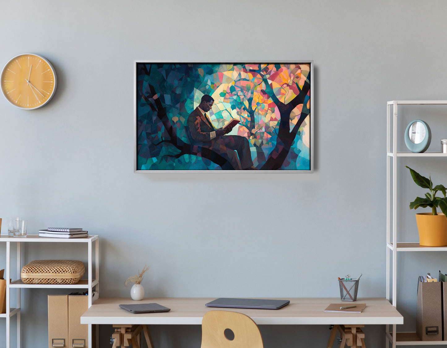 Black Man Reading Tree African American wall art view 60