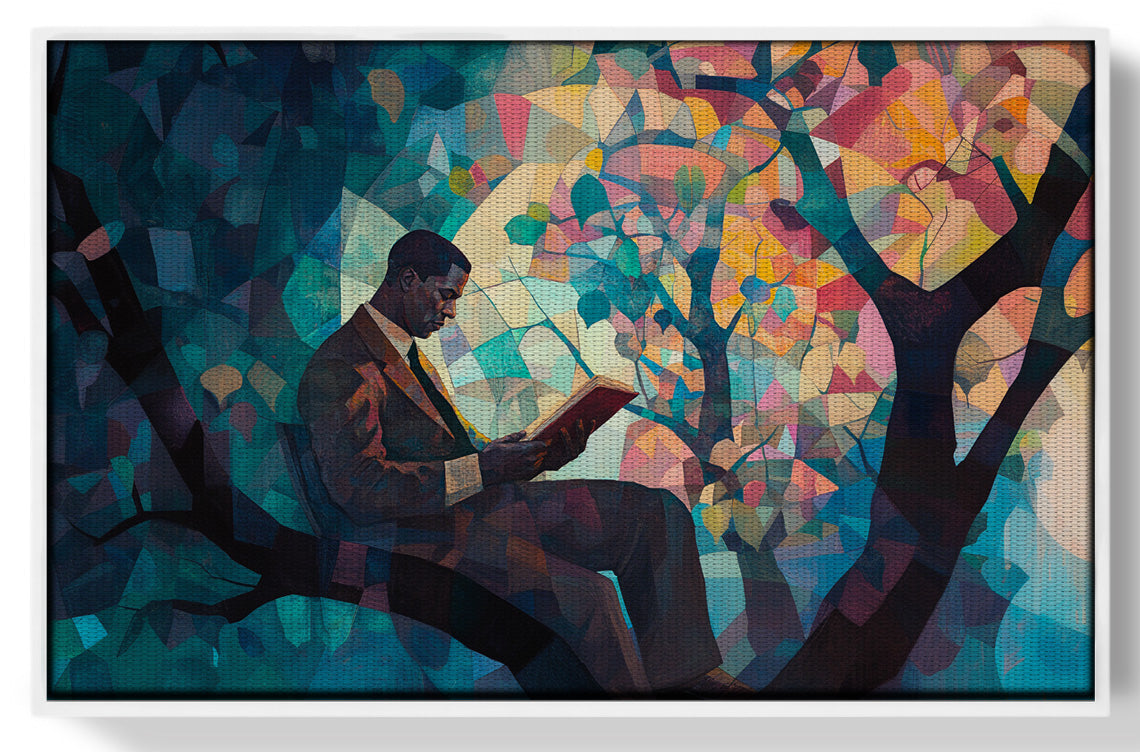 Black Man Reading Tree African American wall art view 61