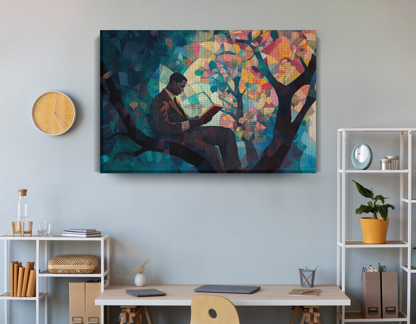Black Man Reading Tree African American wall art view 18