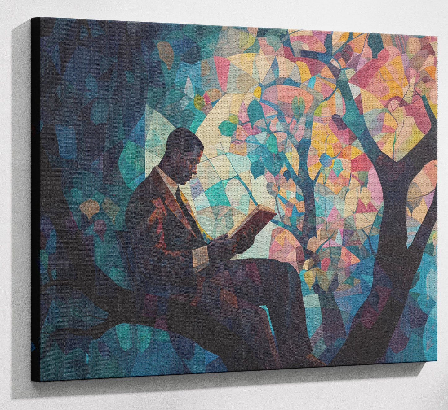 Black Man Reading Tree African American wall art view 13