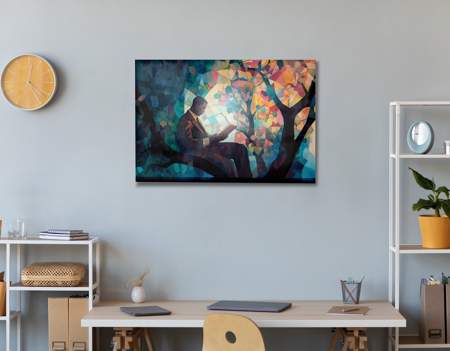 Black Man Reading Tree African American wall art view 24