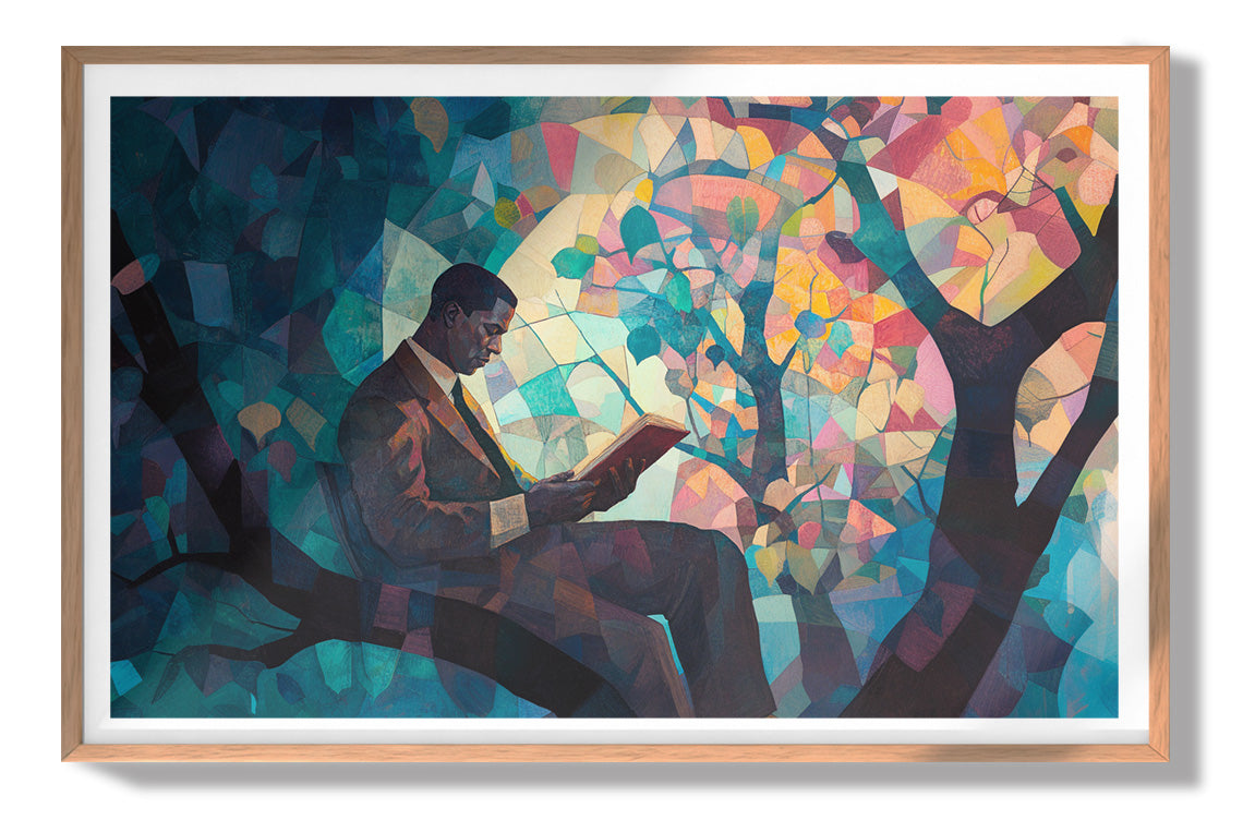 Black Man Reading Tree African American wall art view 79