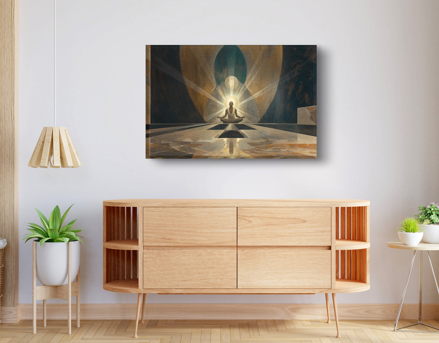 Black Woman Spiritual Meditation African American wall art displayed as living room wall decor