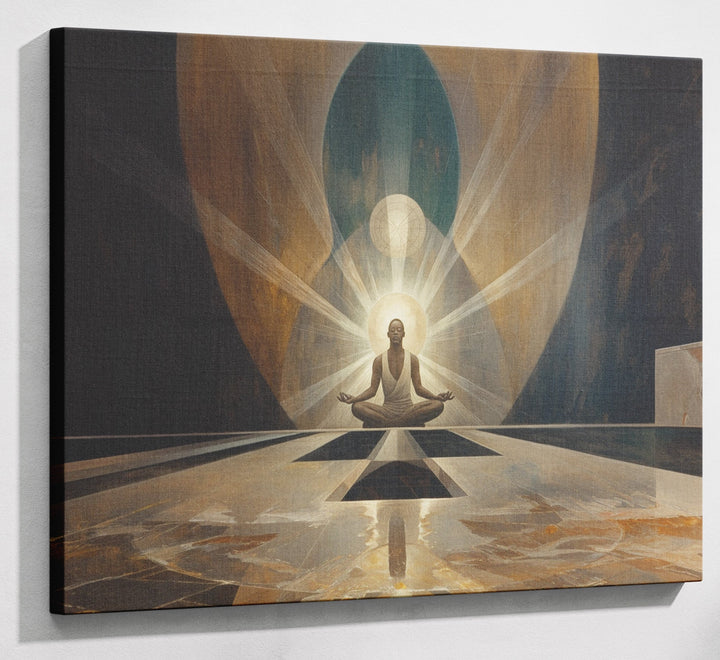 Black Woman Spiritual Meditation African American wall art canvas print with visible wall art format
