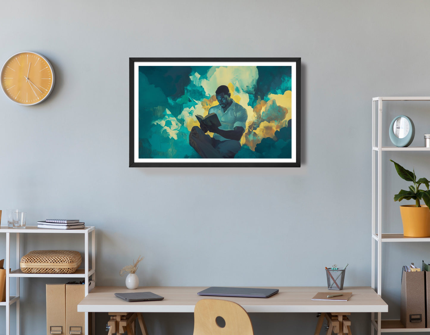 Black Man Reading Cloudscape African American wall art view 72