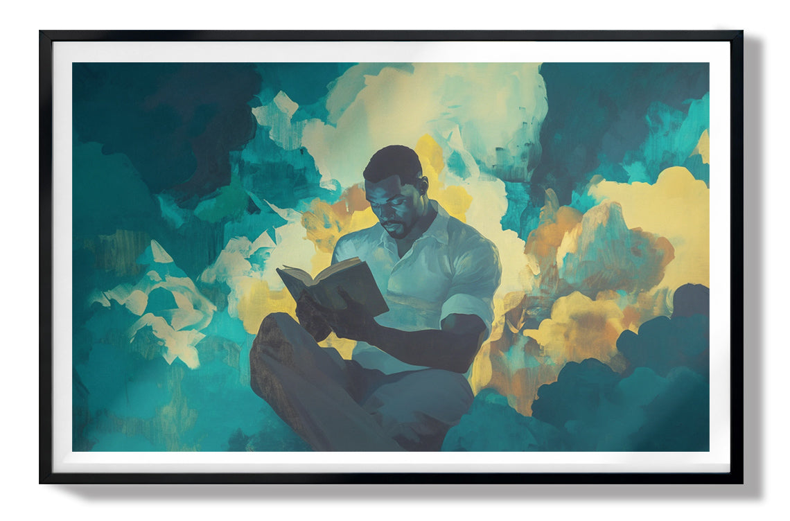Black Man Reading Cloudscape African American wall art view 67