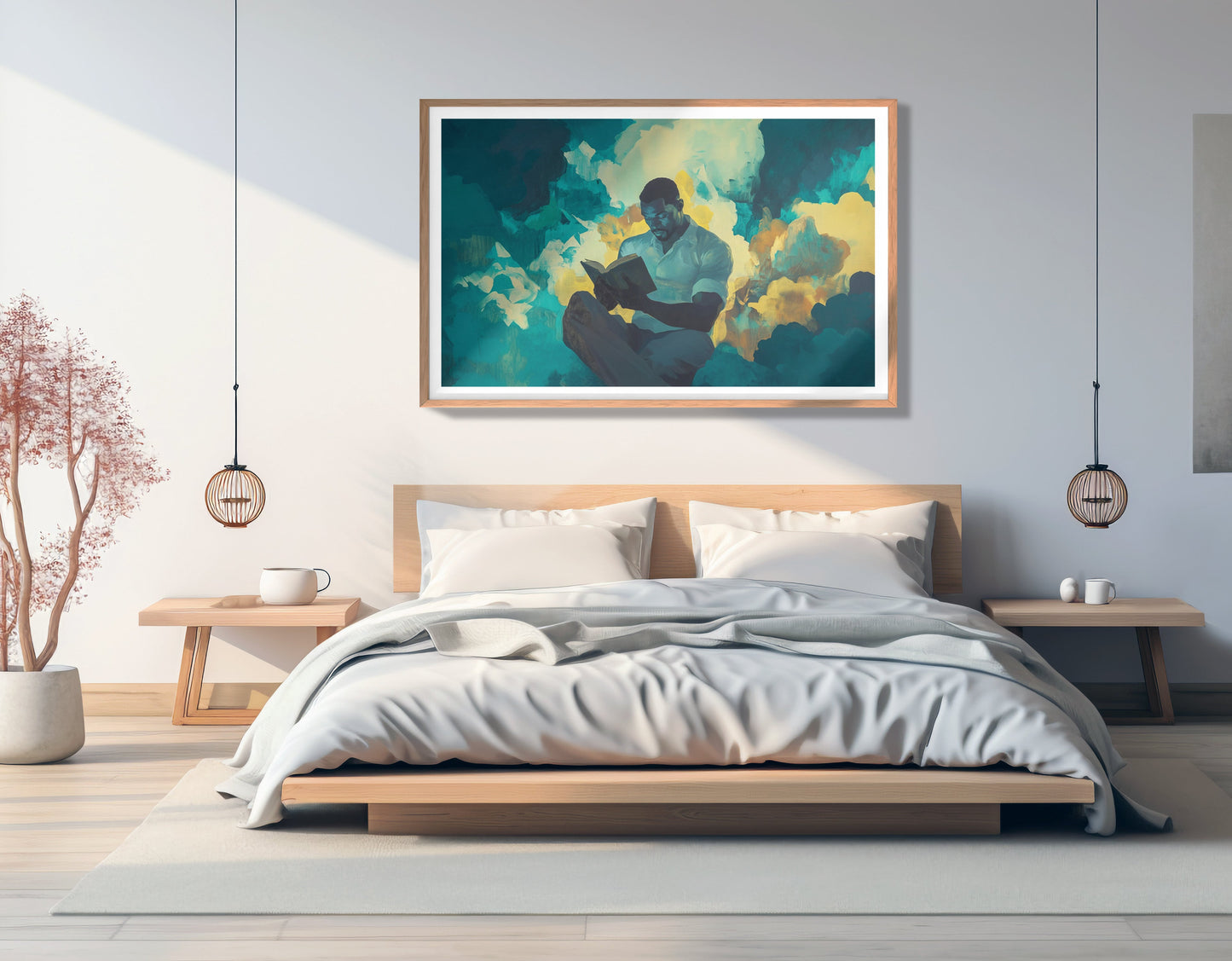 Black Man Reading Cloudscape African American wall art view 81