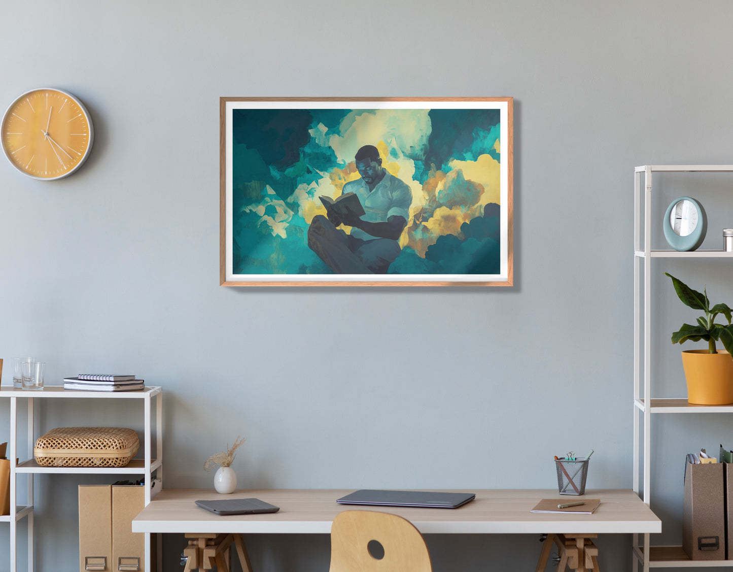 Black Man Reading Cloudscape African American wall art view 84