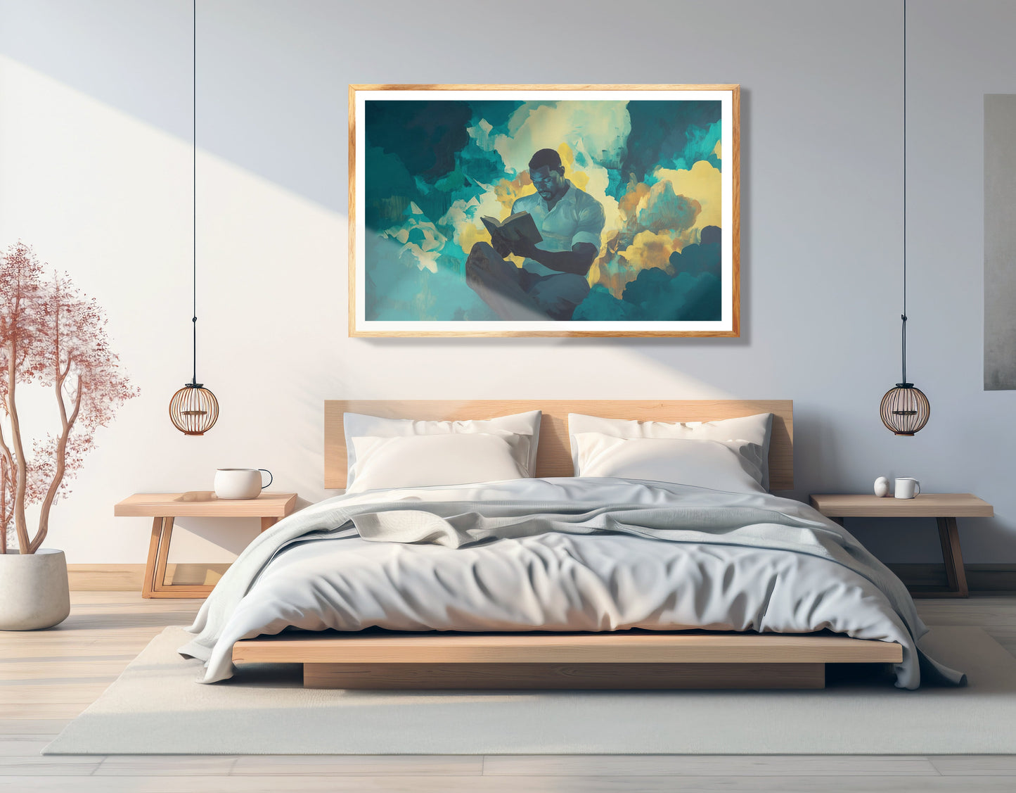Black Man Reading Cloudscape African American wall art view 75