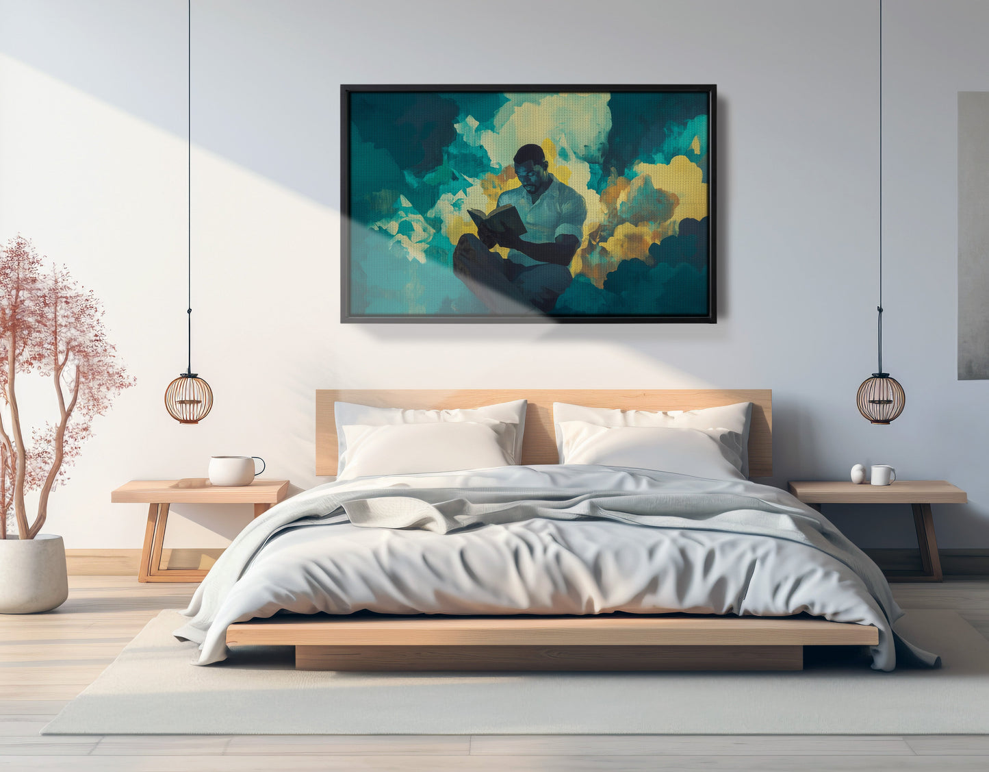 Black Man Reading Cloudscape African American wall art view 27