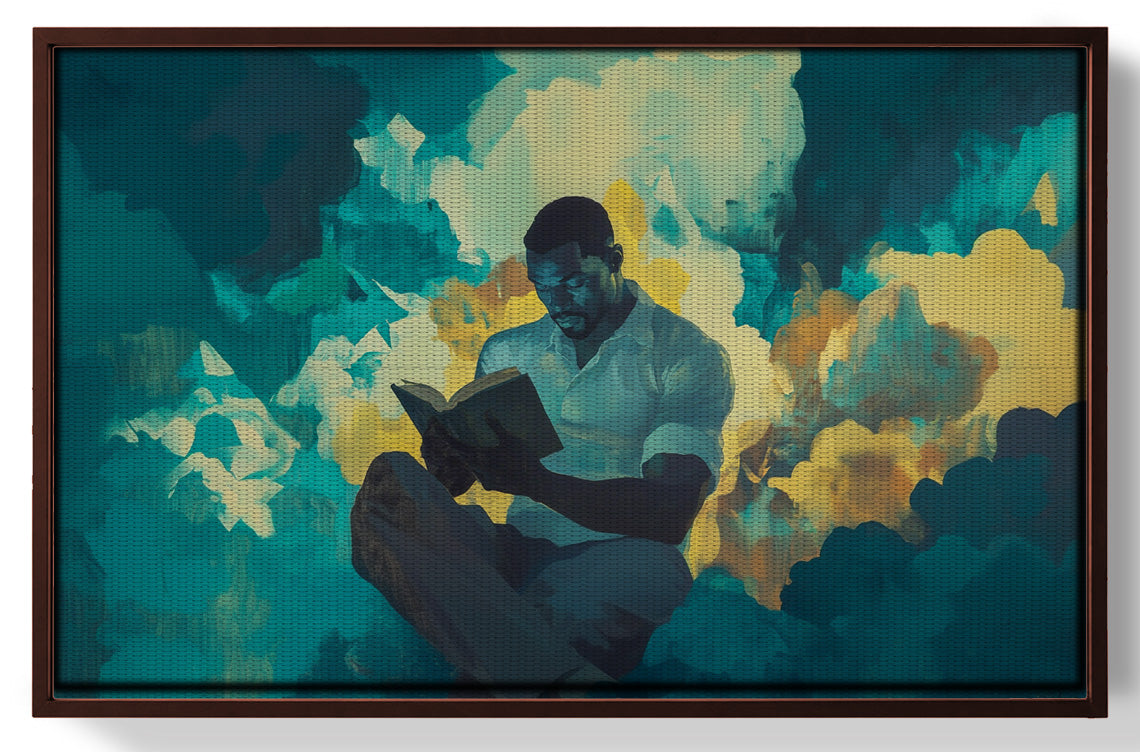 Black Man Reading Cloudscape African American wall art view 31