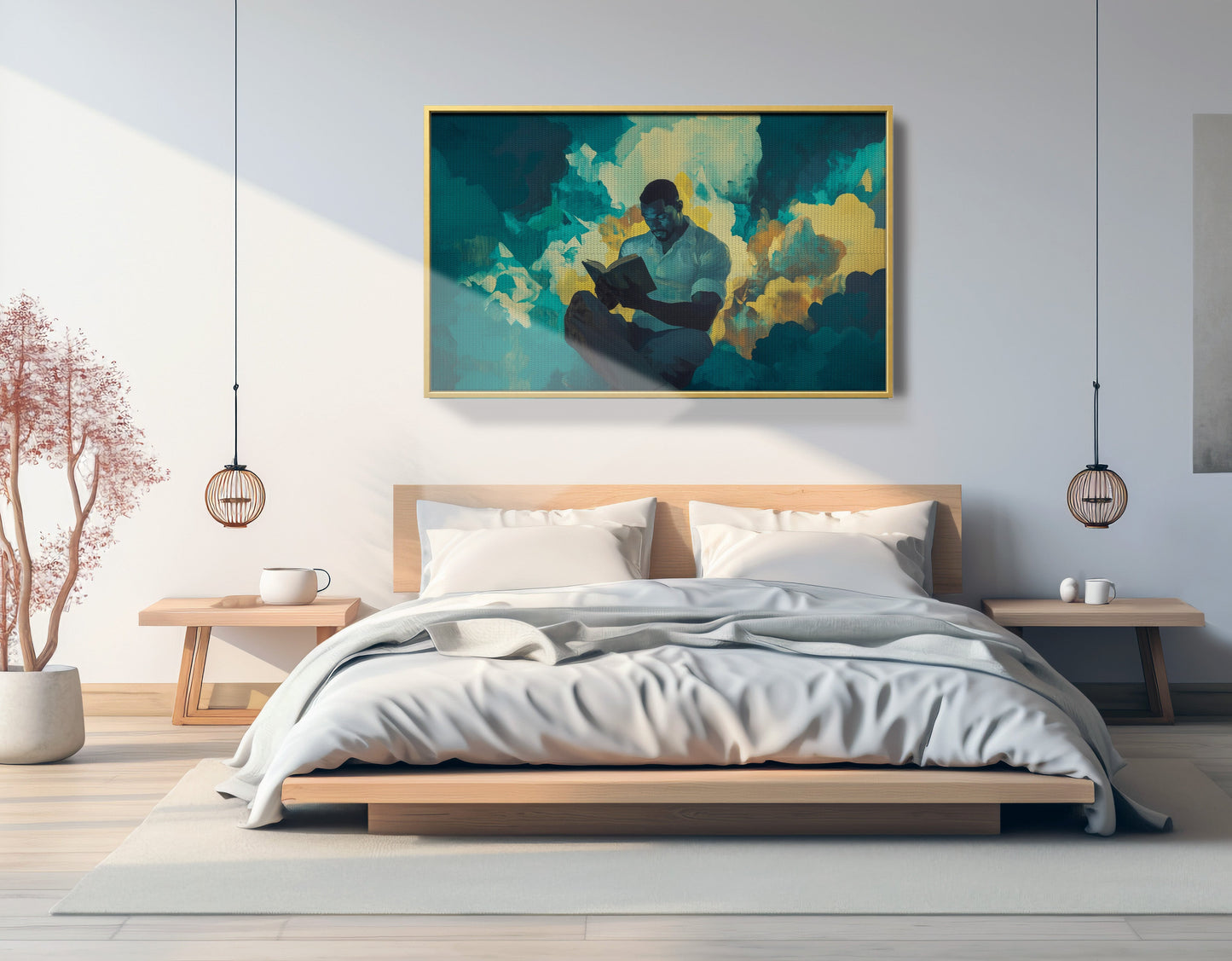 Black Man Reading Cloudscape African American wall art view 39