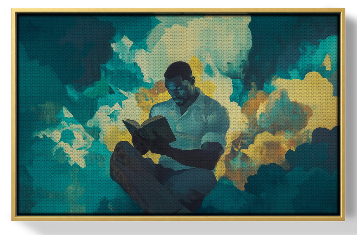 Black Man Reading Cloudscape African American wall art view 37