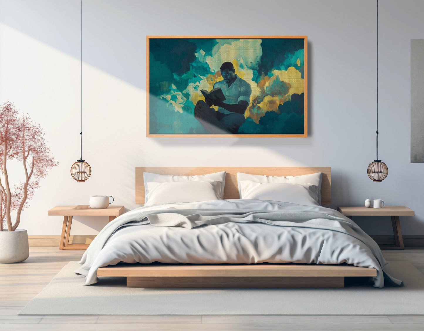 Black Man Reading Cloudscape African American wall art view 45