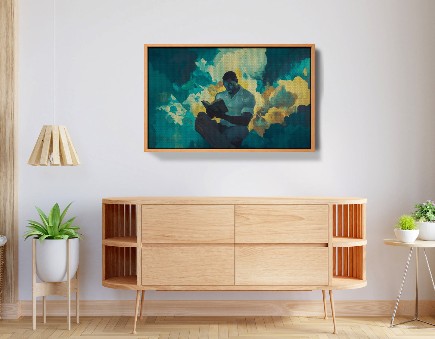 Black Man Reading Cloudscape African American wall art view 44