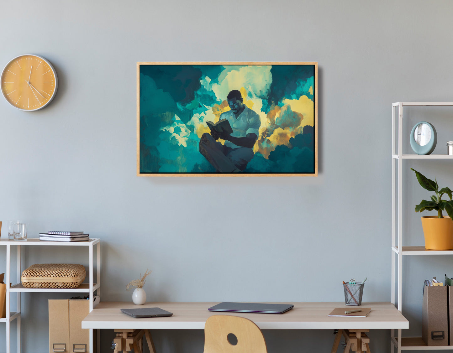 Black Man Reading Cloudscape African American wall art view 54