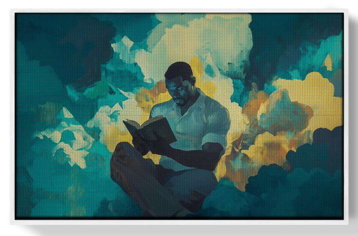 Black Man Reading Cloudscape African American wall art view 61