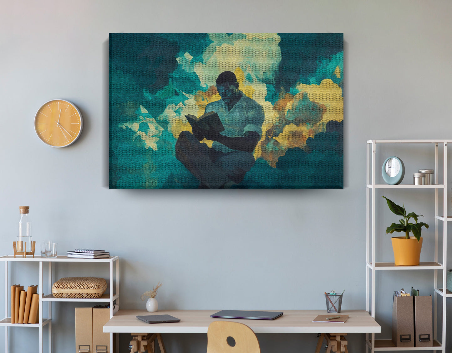 Black Man Reading Cloudscape African American wall art view 18