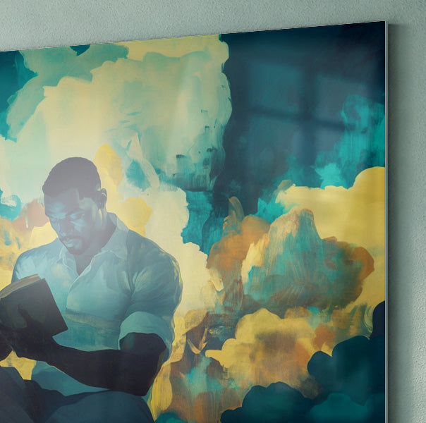 Black Man Reading Cloudscape African American wall art view 22