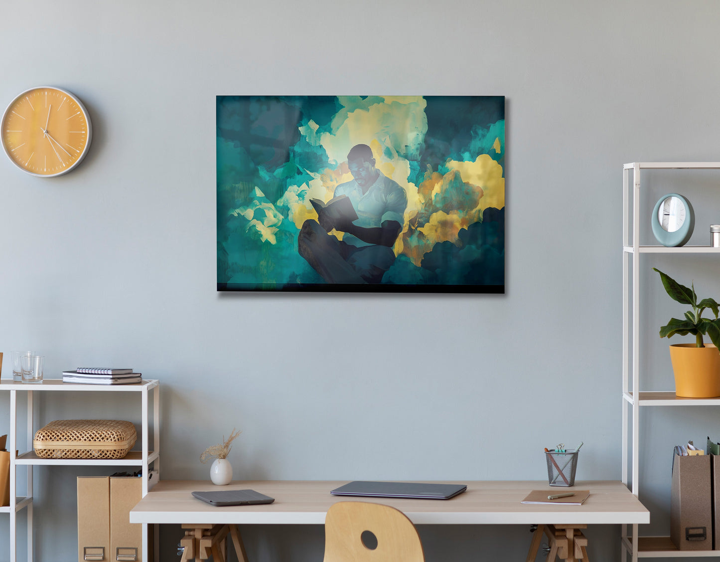 Black Man Reading Cloudscape African American wall art view 24