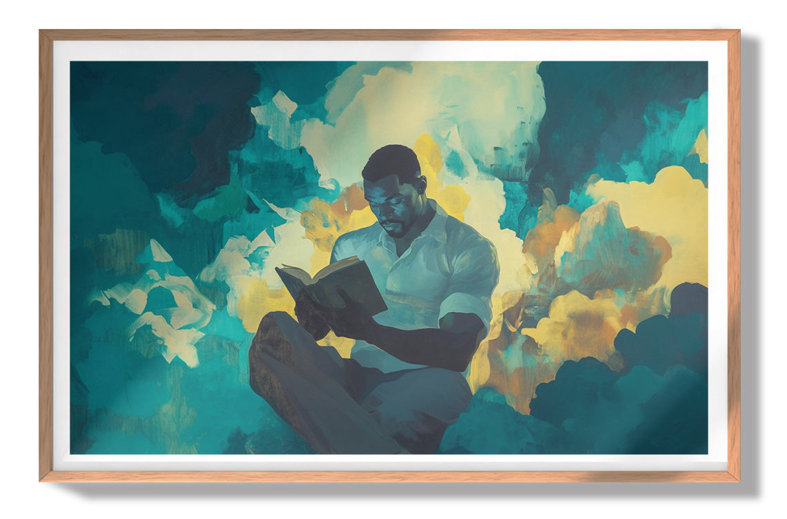 Black Man Reading Cloudscape African American wall art view 79