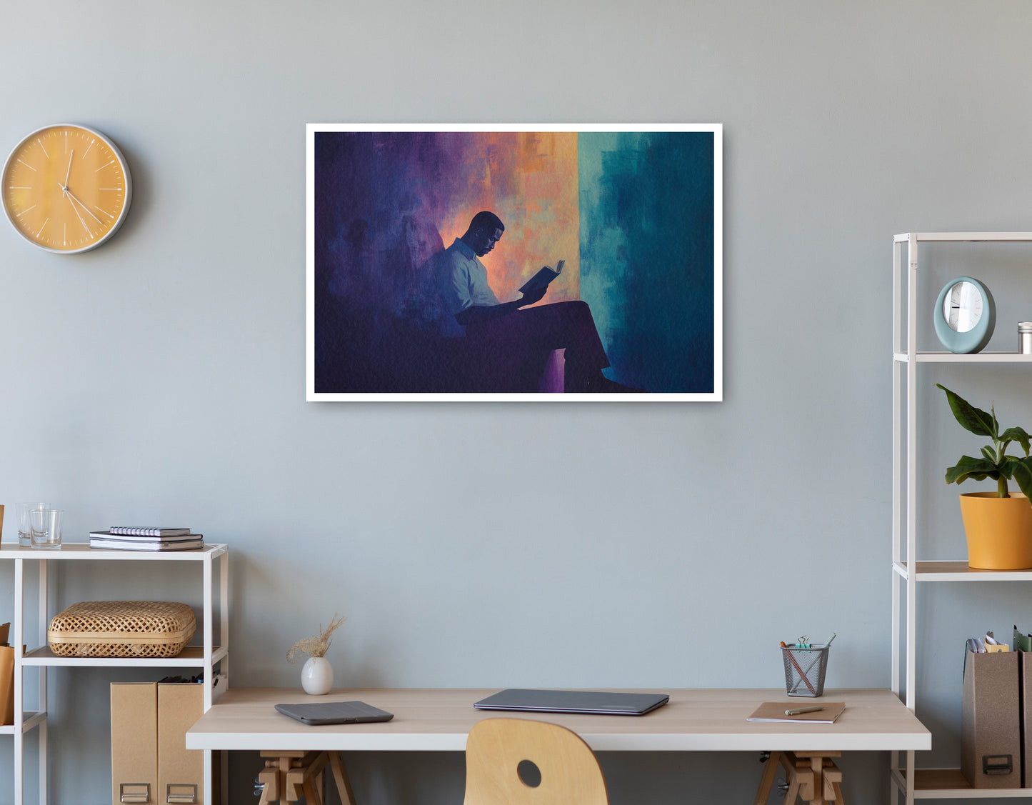 Black Man Reading Abstract African American wall art print view