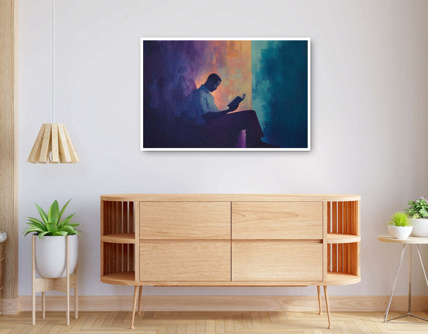 Alternate view of Black Man Reading Abstract African American wall art canvas print