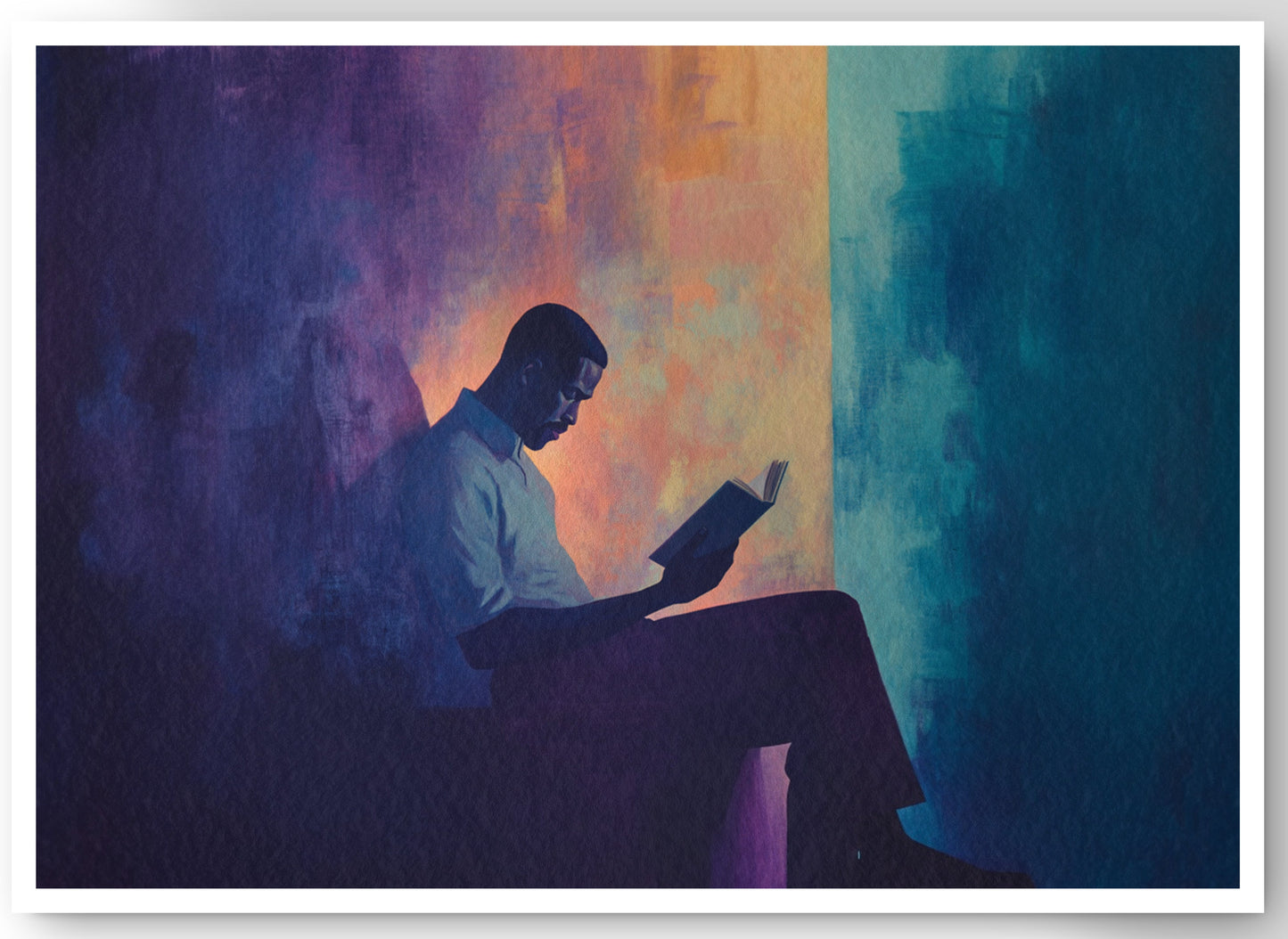 Black Man Reading Abstract African American wall art canvas print by MoomZee Artwork