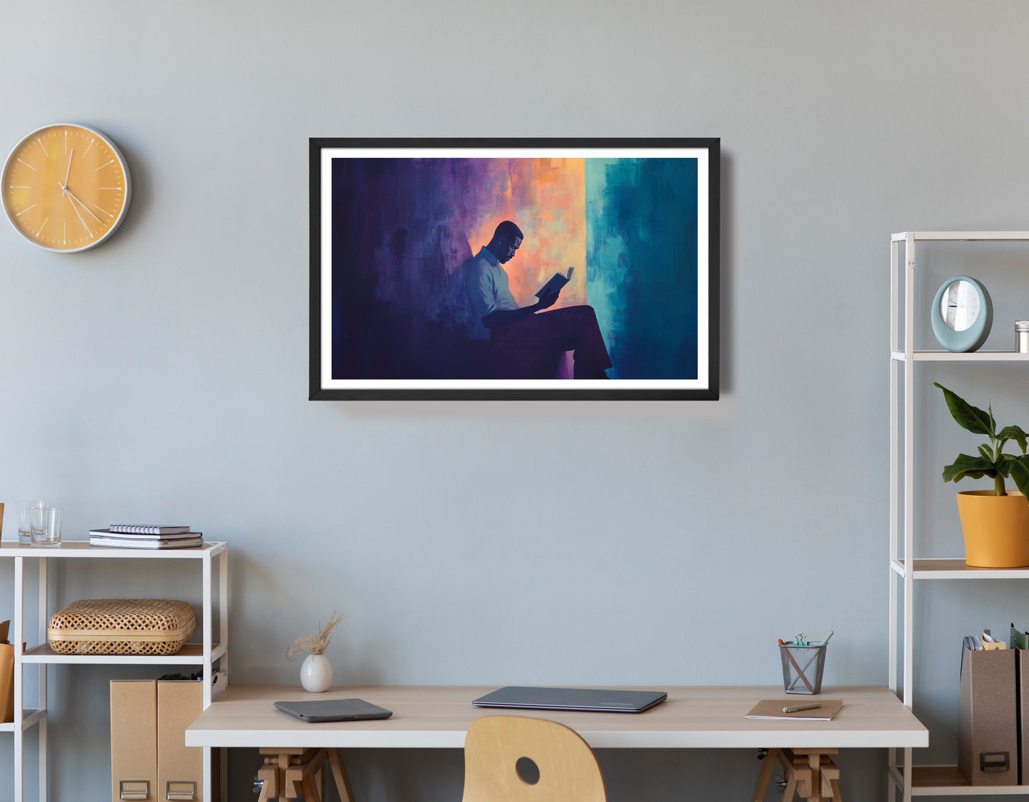 Black Man Reading Abstract African American wall art view 72