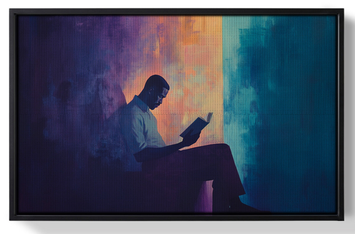 Framed Black Man Reading Abstract African American wall art for home decor