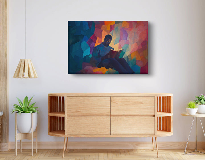 Black Man Reading Colorful Wall Art