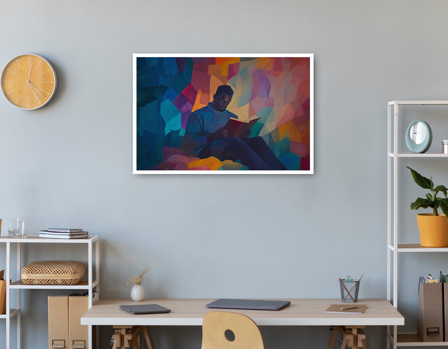 Black Man Reading Colorful African American wall art print view