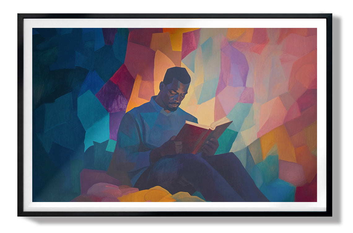 Black Man Reading Colorful African American wall art view 67