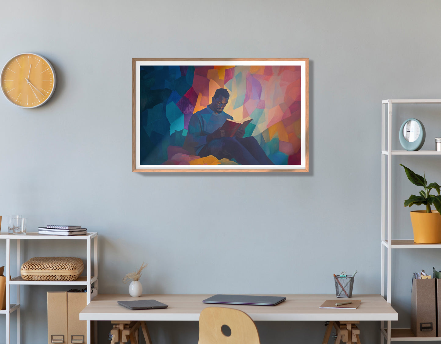 Black Man Reading Colorful African American wall art view 84