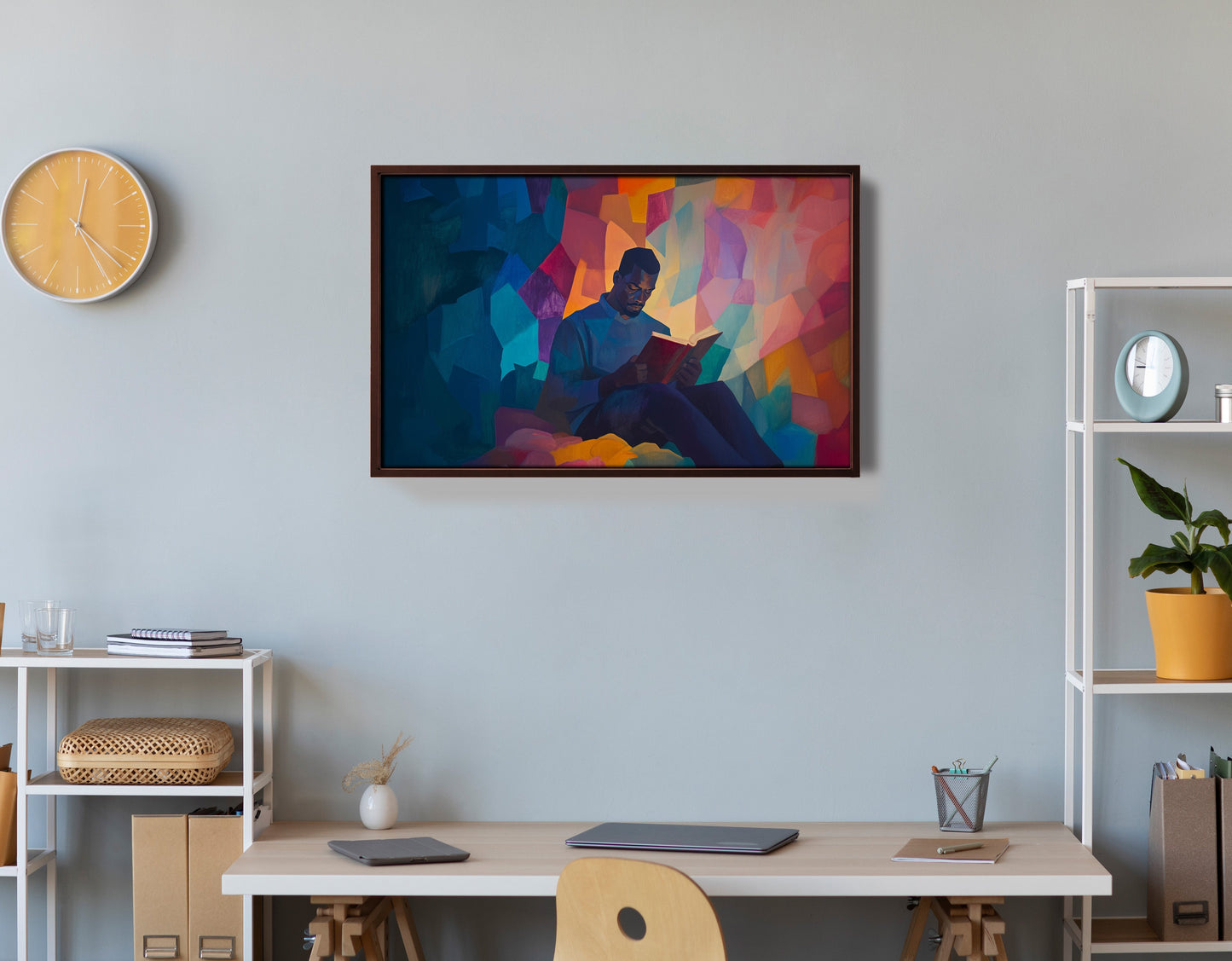 Black Man Reading Colorful African American wall art view 36