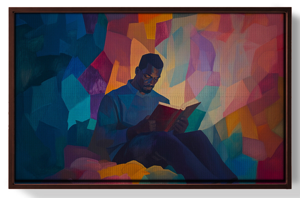 Black Man Reading Colorful African American wall art view 31