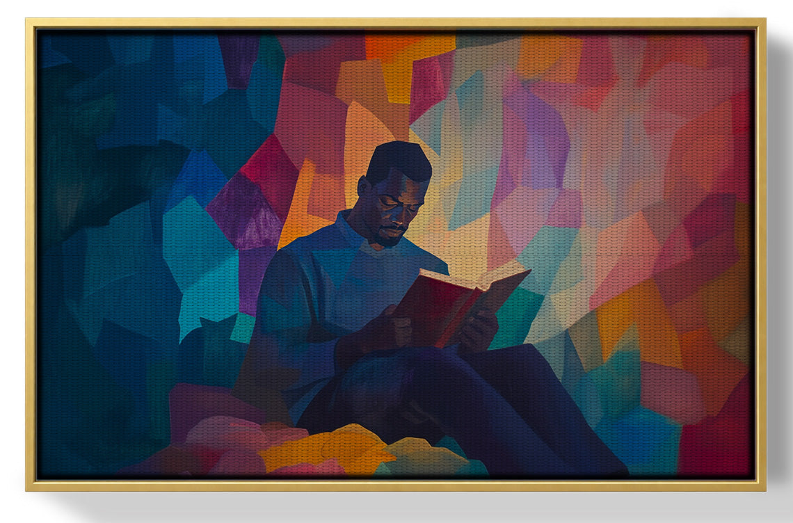 Black Man Reading Colorful African American wall art view 37