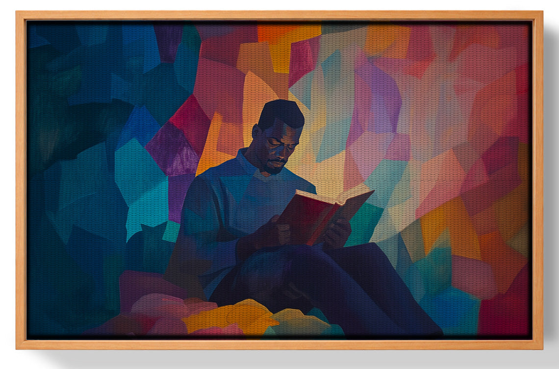 Black Man Reading Colorful African American wall art view 43