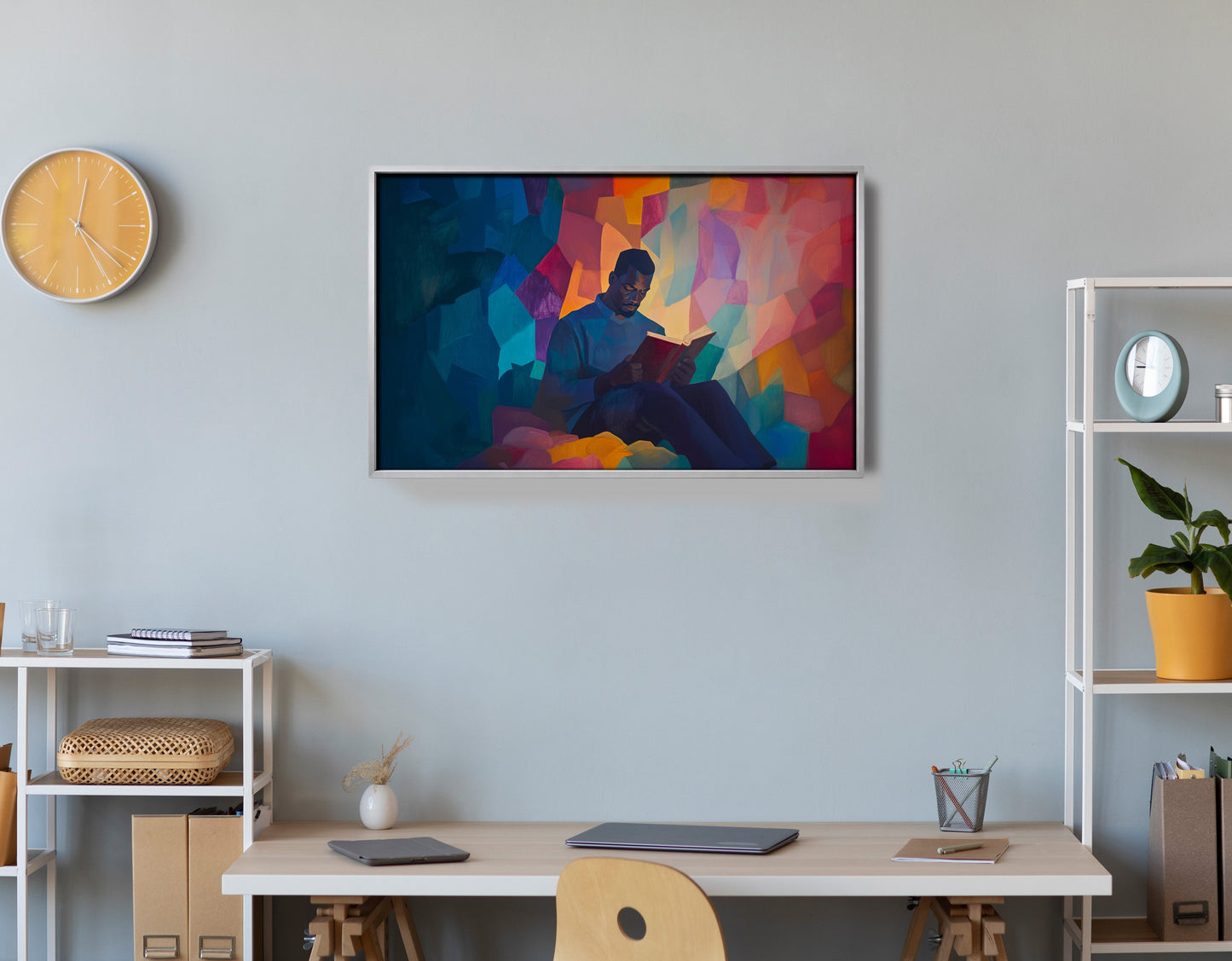 Black Man Reading Colorful African American wall art view 60