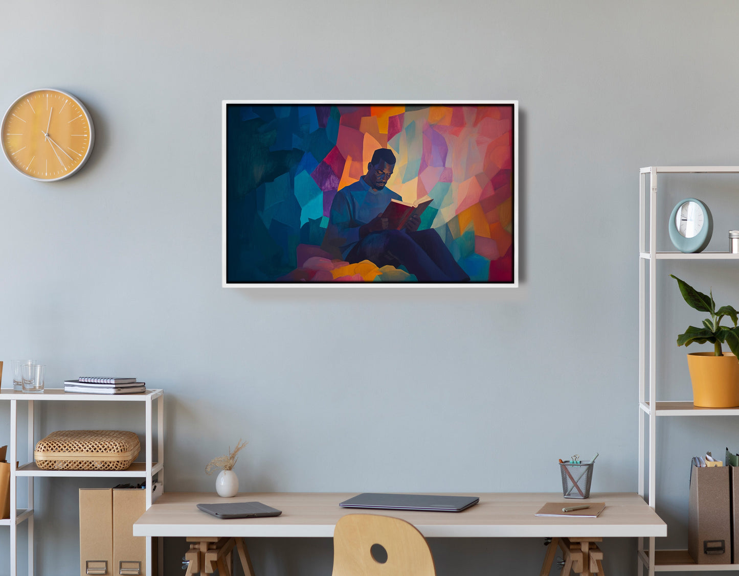 Black Man Reading Colorful African American wall art view 66