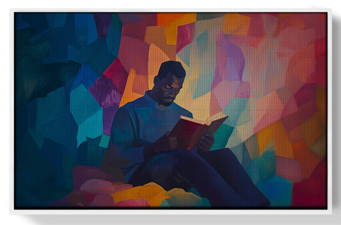 Black Man Reading Colorful African American wall art view 61
