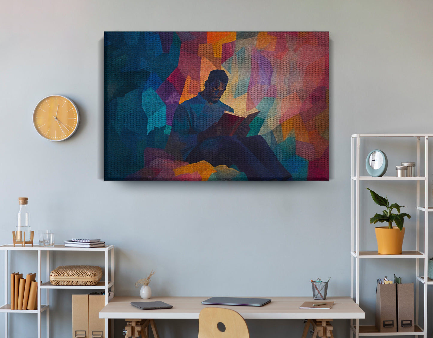 Black Man Reading Colorful African American wall art view 18