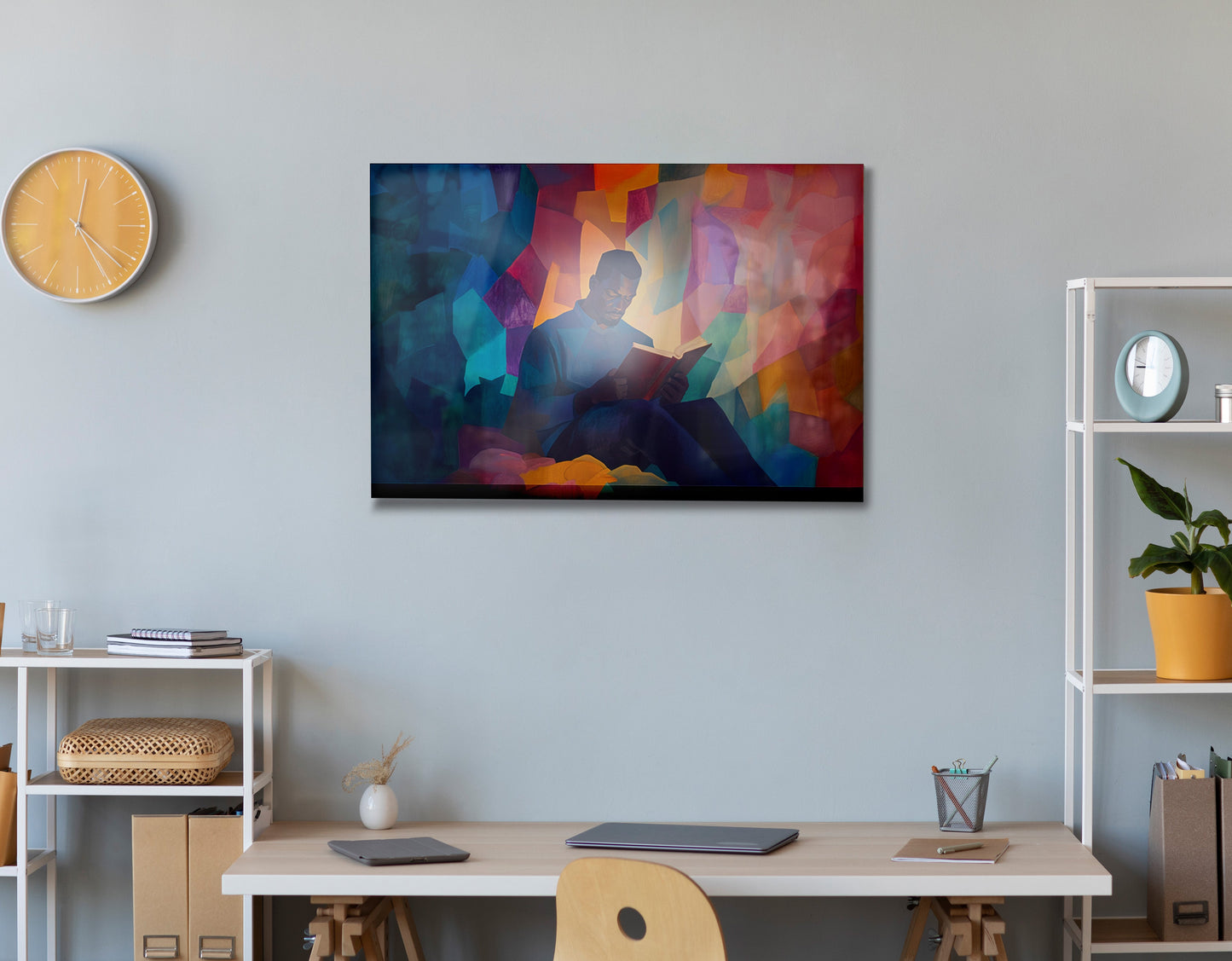 Black Man Reading Colorful African American wall art view 24