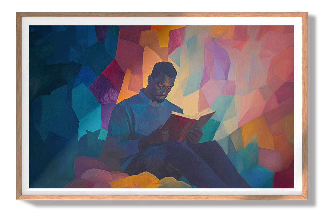 Black Man Reading Colorful African American wall art view 79